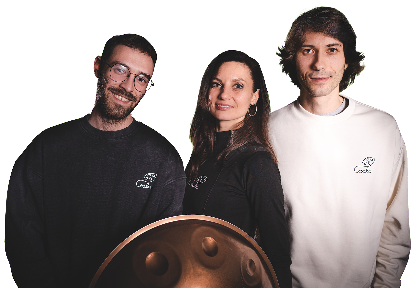 Nala Sound Sculptures artists with a handpan